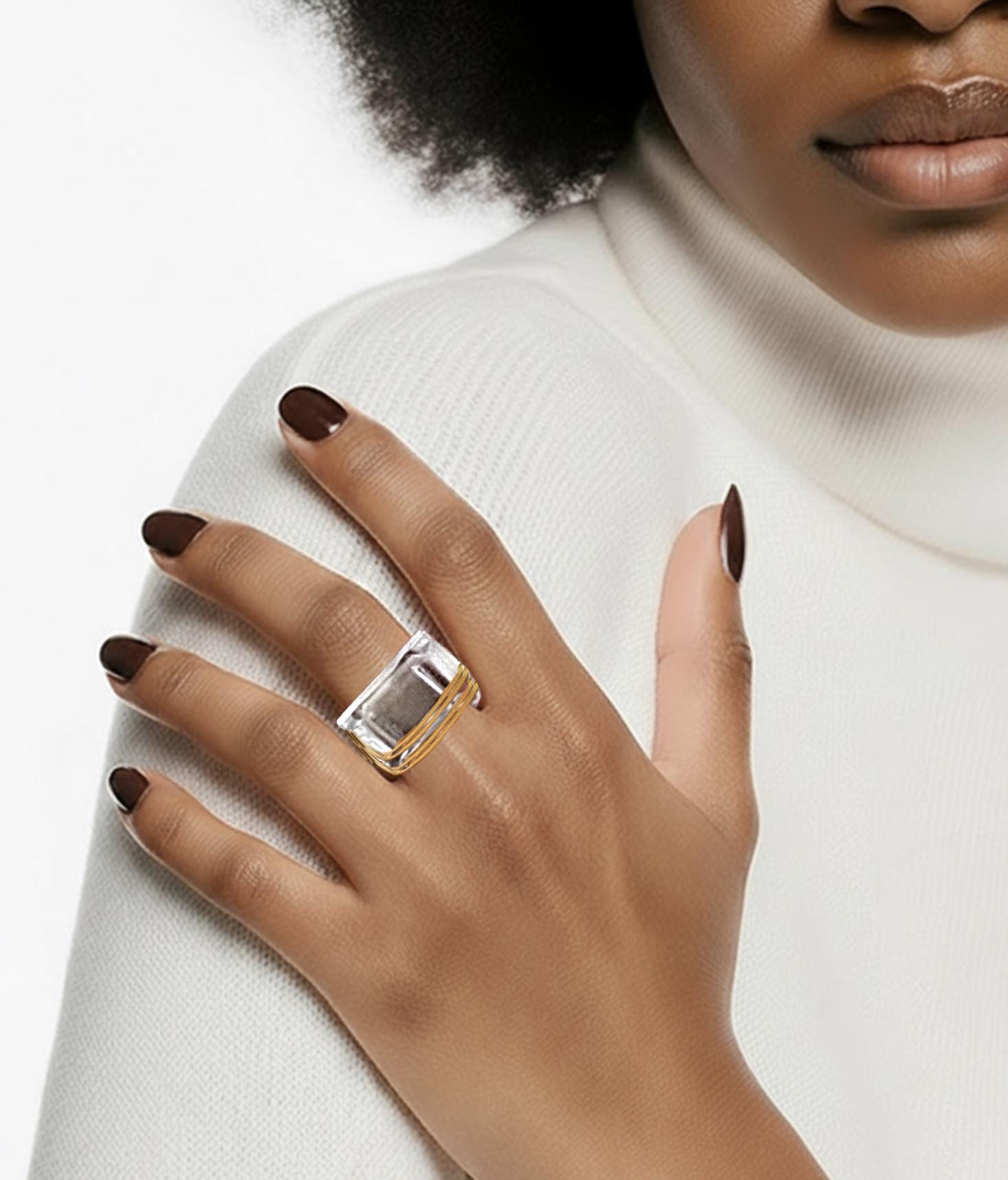 Clear Resin Statement Ring – Size 6 - 13 – Sculptural Transparent Ring