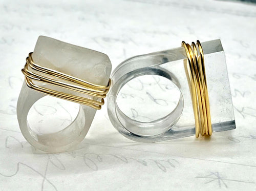 Clear Resin Statement Ring – Size 6 - 13 – Sculptural Transparent Ring